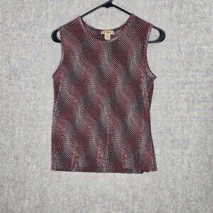 Plissé Womens Sleeveless Top Red Black White Geometric Print Size M Polyester